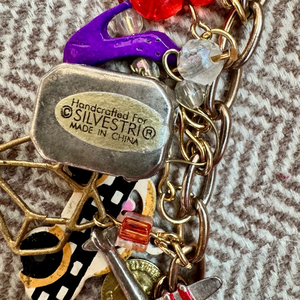 Vintage Karen Rossi for Silvestri Whimsical Shopping Statement Charm Bracelet - Picture 9 of 13